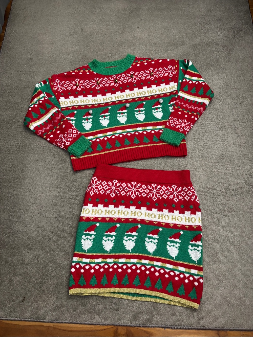 Jolly Sweaters Ugly Christmas Sweater Skirt Set Women’s
